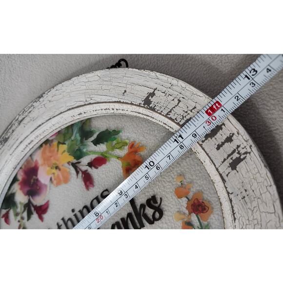 Give Thanks Flower Vintage Window Hanging Stain Glass Fall Thanksgiving - Picture 6 of 8